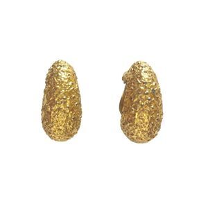 Vintage Joseph Mazer Shiny Gold Tone Nugget Textured Dome Shaped Ear Clip On